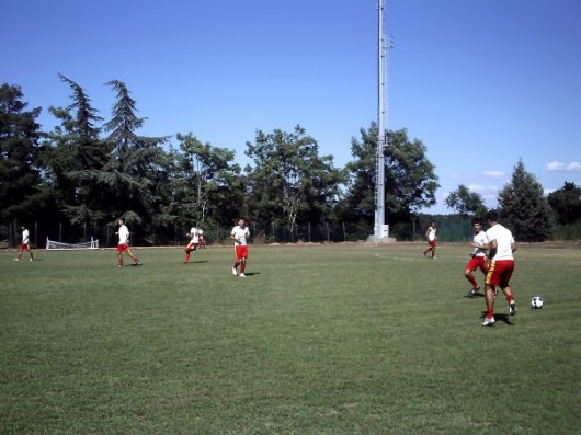 I giocatatori del San Quirico prima dell'incontro di Coppa con il Sorano